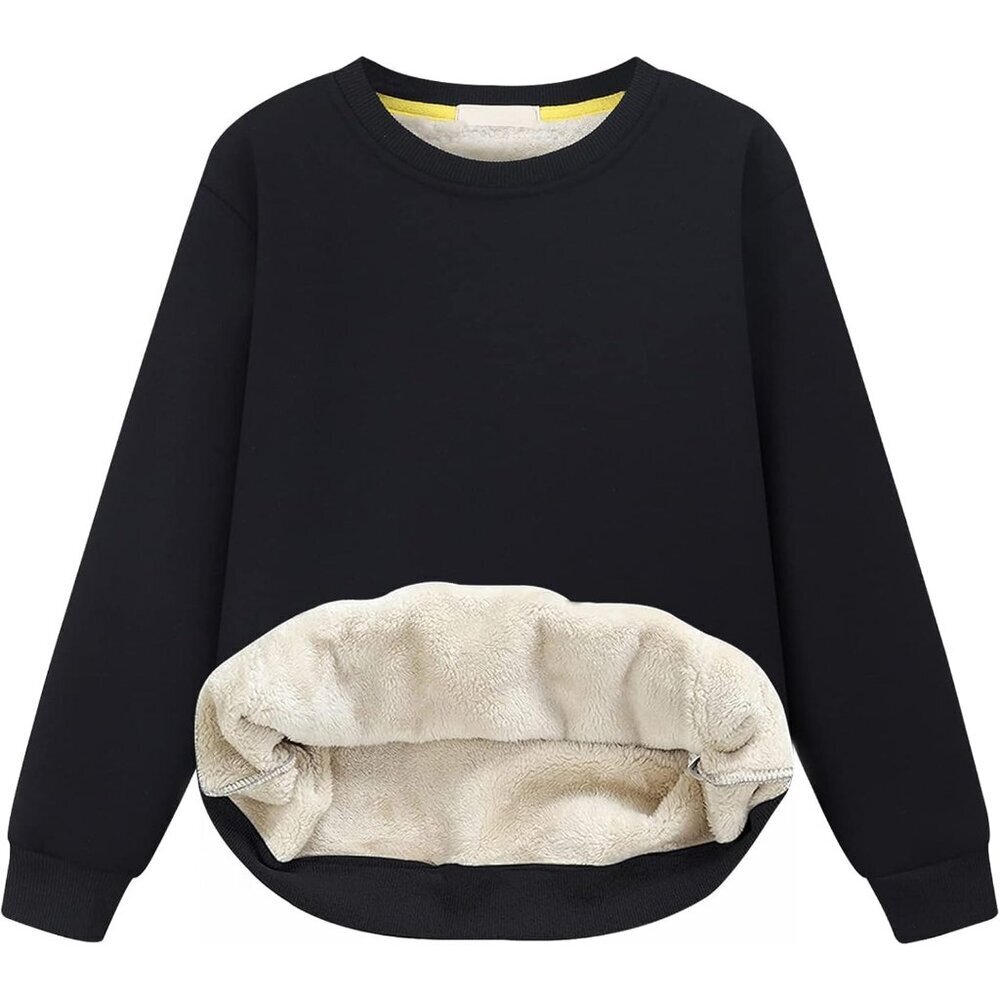 Unisex Boy's Girls Winter Warm Sherpa Lined Crewneck Pullover Sweatshirt Fleece